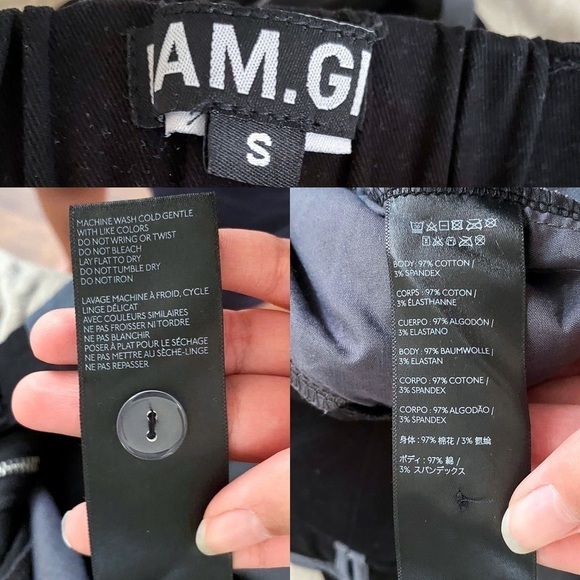I.AM.GIA Pant Frances Cargo Pockets Removable Shorts Zipper Baggy Black S GUC - Picture 3 of 13